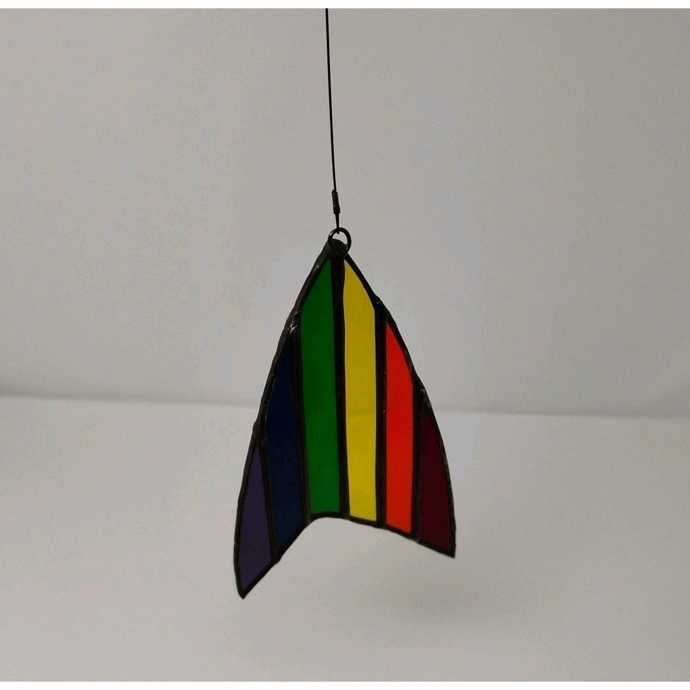 Star Trek Fan Gift Stained Glass‎ Suncatcher Rainbow Multicolor Logo 6" Hanging